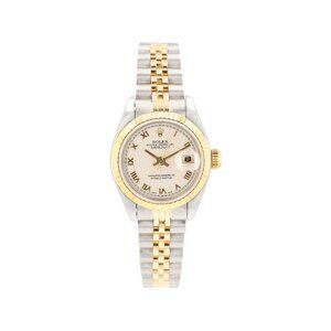 Rolex Datejust 69173 26mm Cream Pyramid Roman Numeral Dial Fluted Bezel Jubilee
